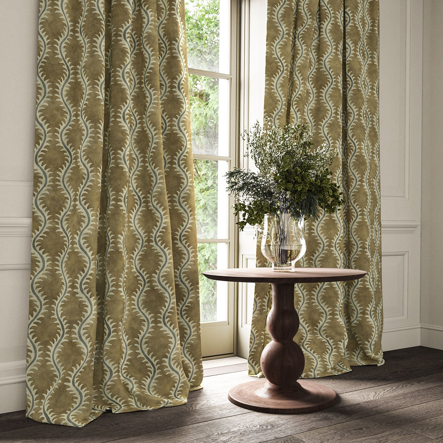 Linwood Helter Skelter Dove Velvet FR Made to Measure Curtains