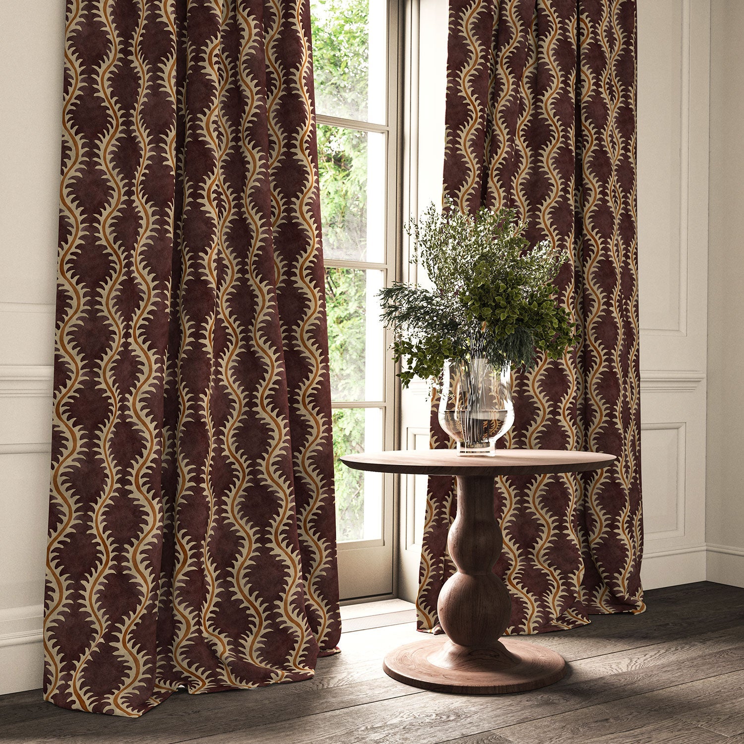 Linwood Helter Skelter Grape Velvet FR Made to Measure Curtains
