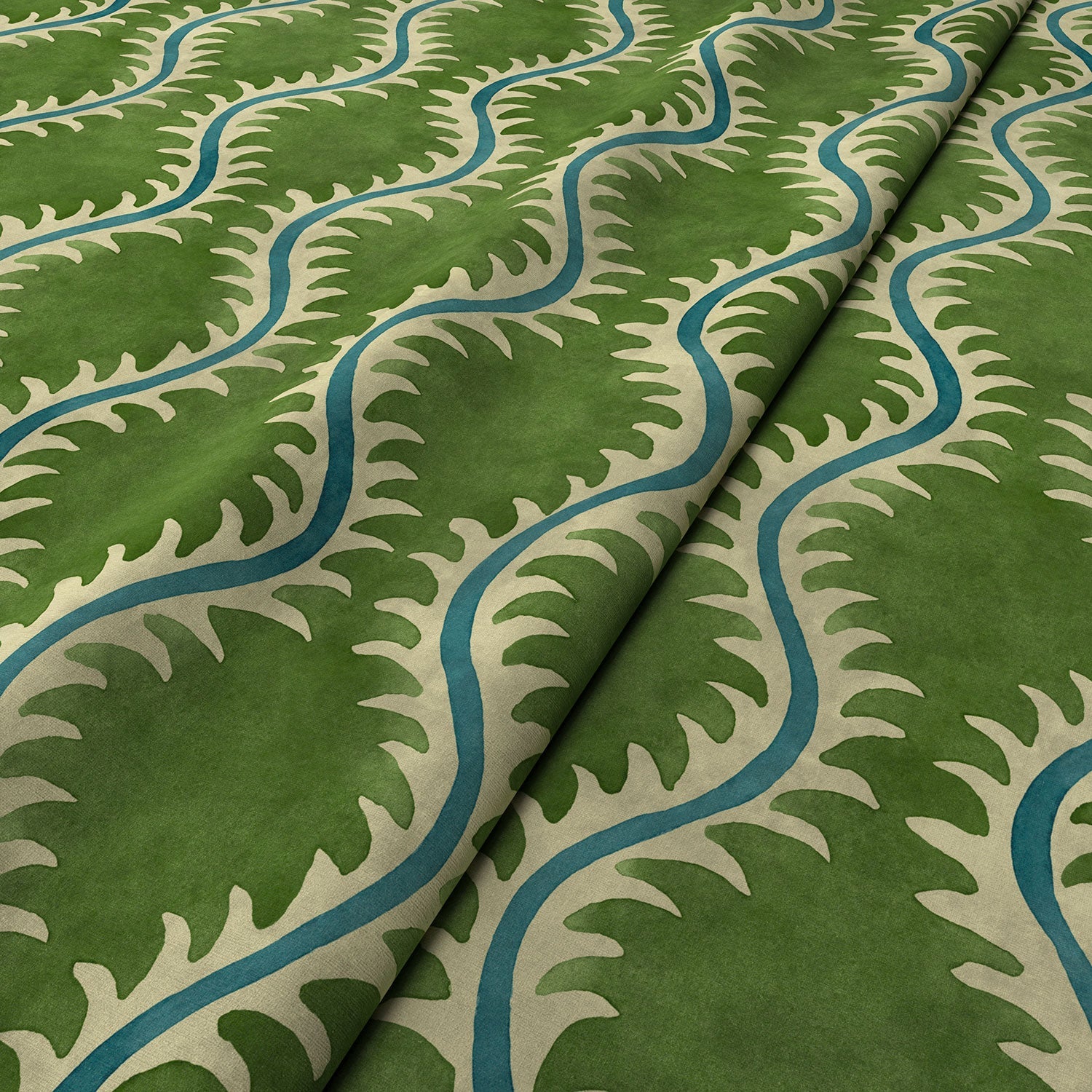 Linwood Helter Skelter Grass Velvet FR Made to Measure Curtains