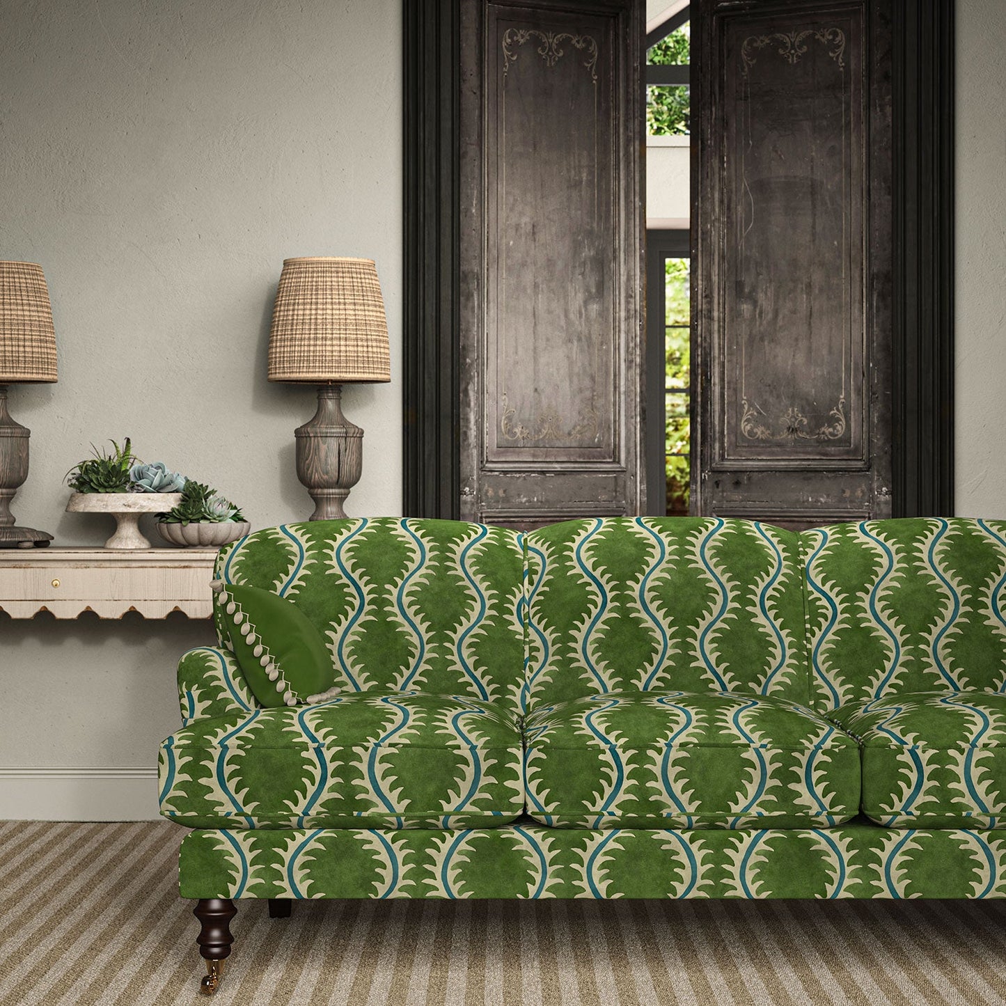Linwood Helter Skelter Grass Velvet FR Made to Measure Curtains
