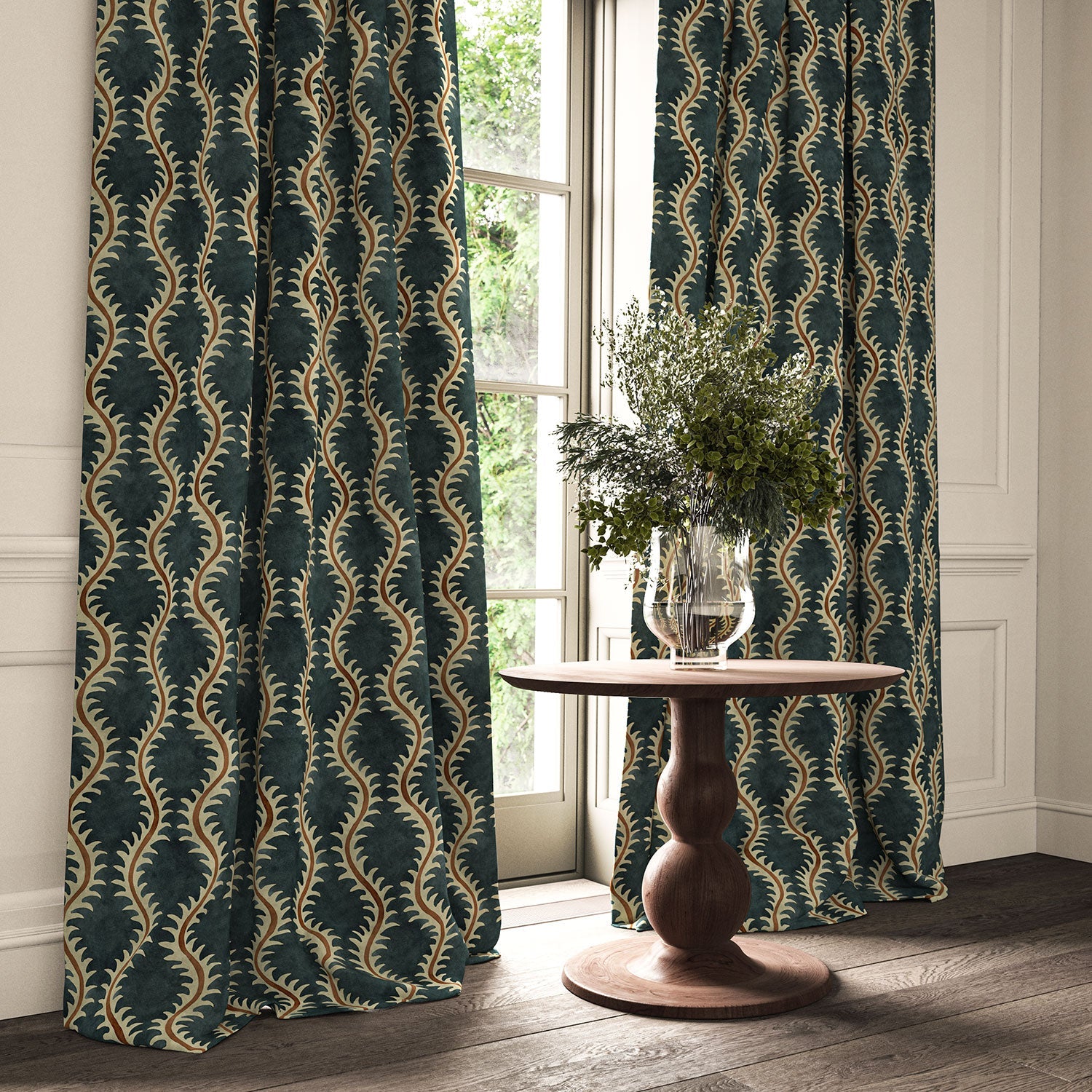 Linwood Helter Skelter Ink Velvet FR Made to Measure Curtains