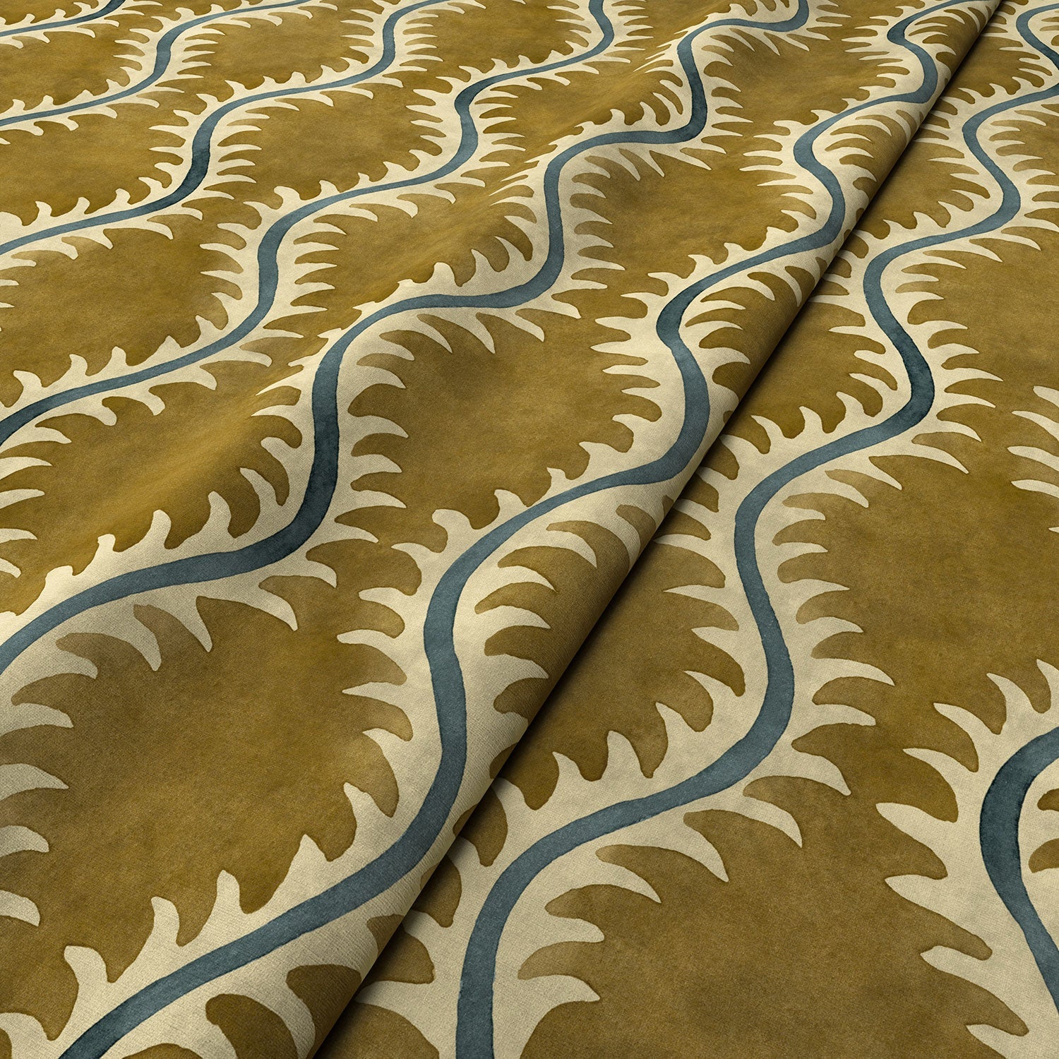 Linwood Helter Skelter Lichen Velvet FR Made to Measure Curtains