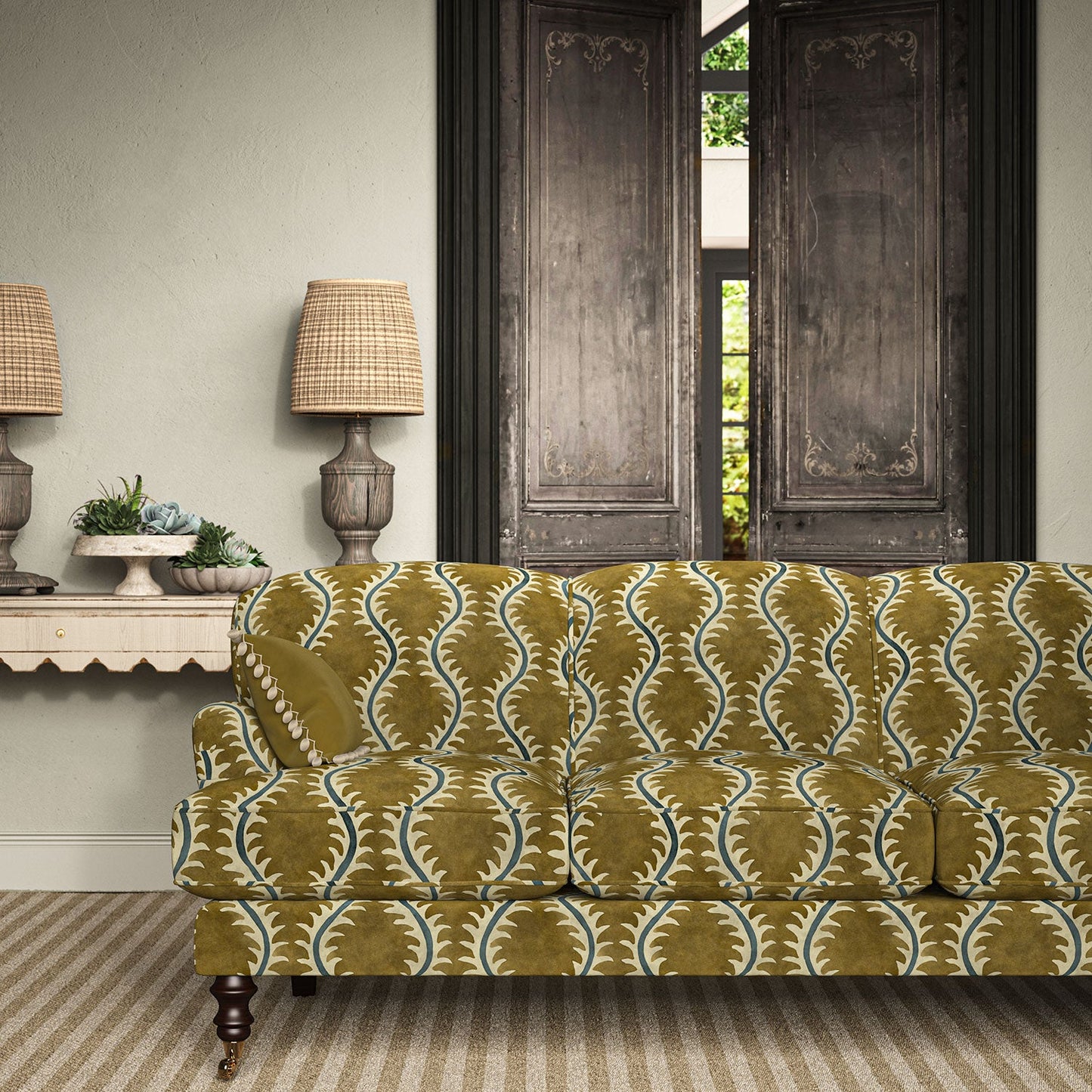 Linwood Helter Skelter Lichen Velvet FR Made to Measure Curtains