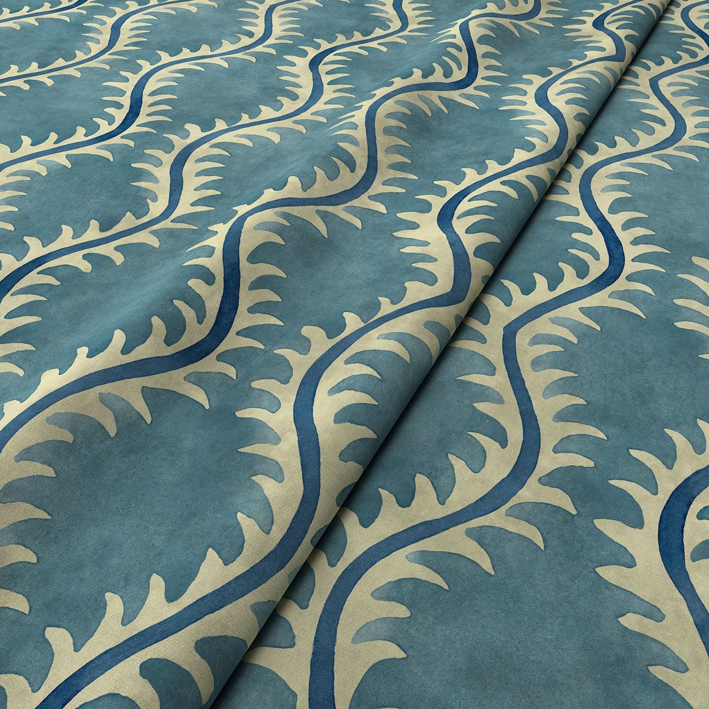Linwood Helter Skelter Ocean Velvet FR Made to Measure Curtains