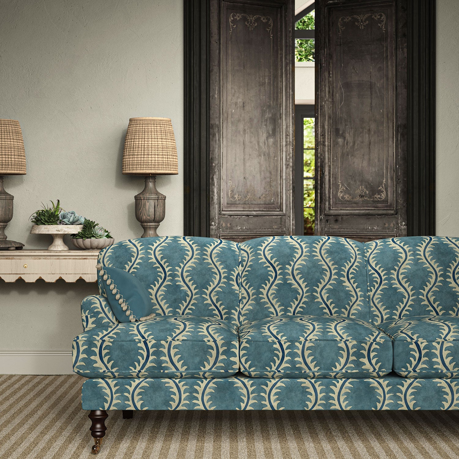 Linwood Helter Skelter Ocean Velvet FR Made to Measure Curtains