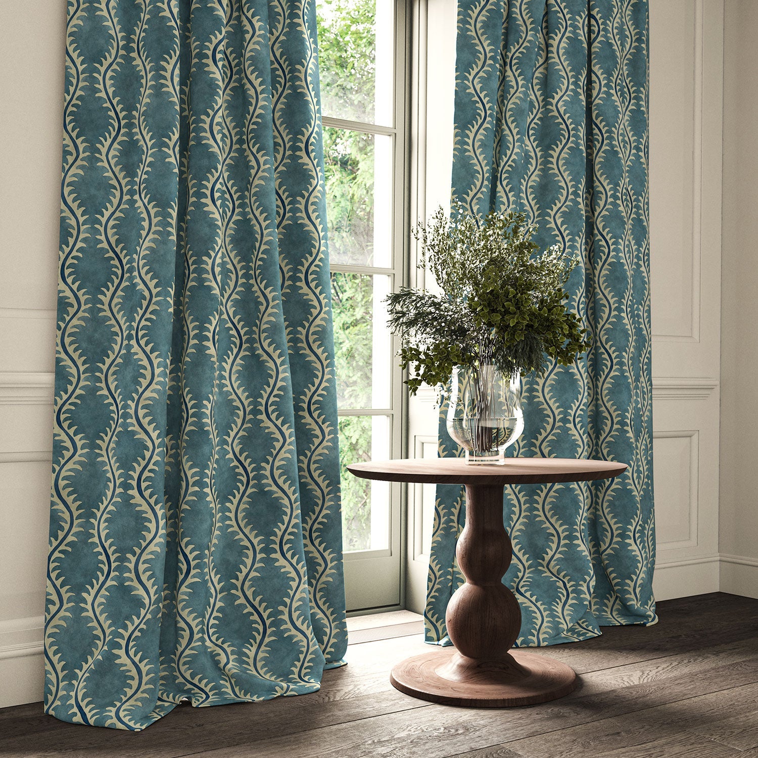 Linwood Helter Skelter Ocean Velvet FR Made to Measure Curtains