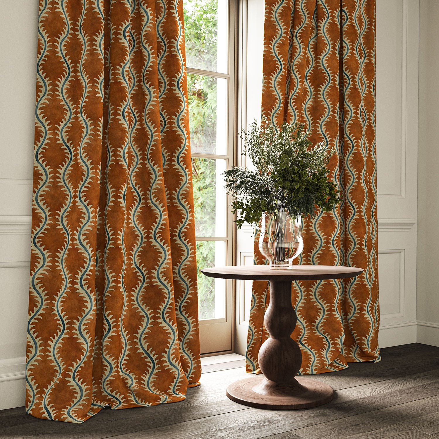 Linwood Helter Skelter Paprika Velvet FR Made to Measure Curtains
