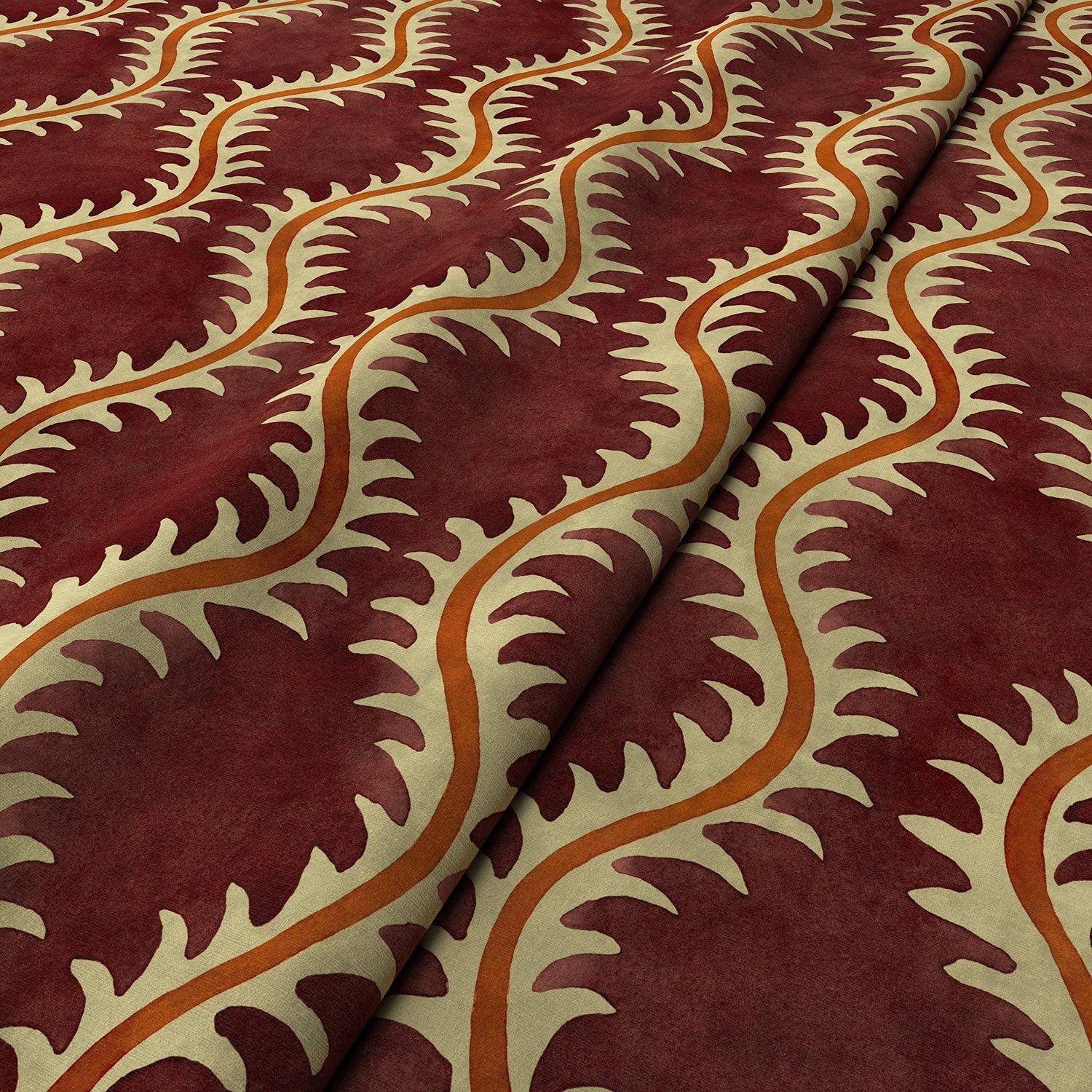 Linwood Helter Skelter Redcurrant Velvet FR Made to Measure Curtains