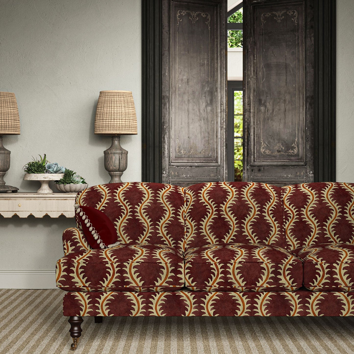 Linwood Helter Skelter Redcurrant Velvet FR Made to Measure Curtains