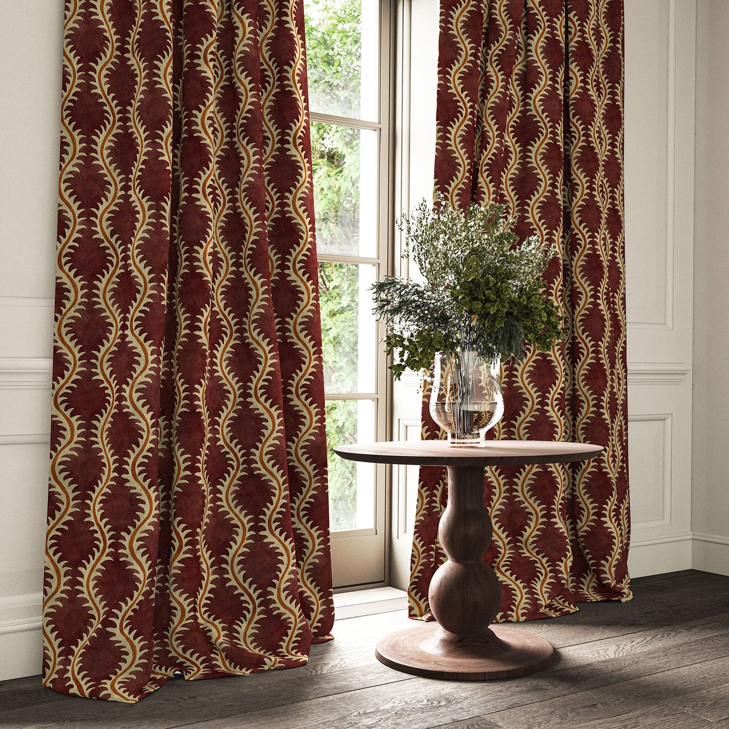 Linwood Helter Skelter Redcurrant Velvet FR Made to Measure Curtains