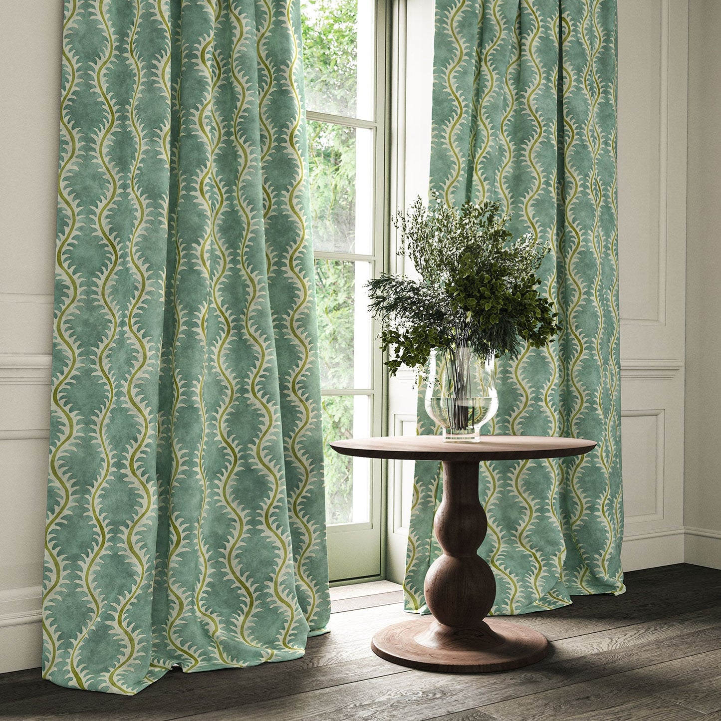 Linwood Helter Skelter River Bed Velvet FR Made to Measure Curtains