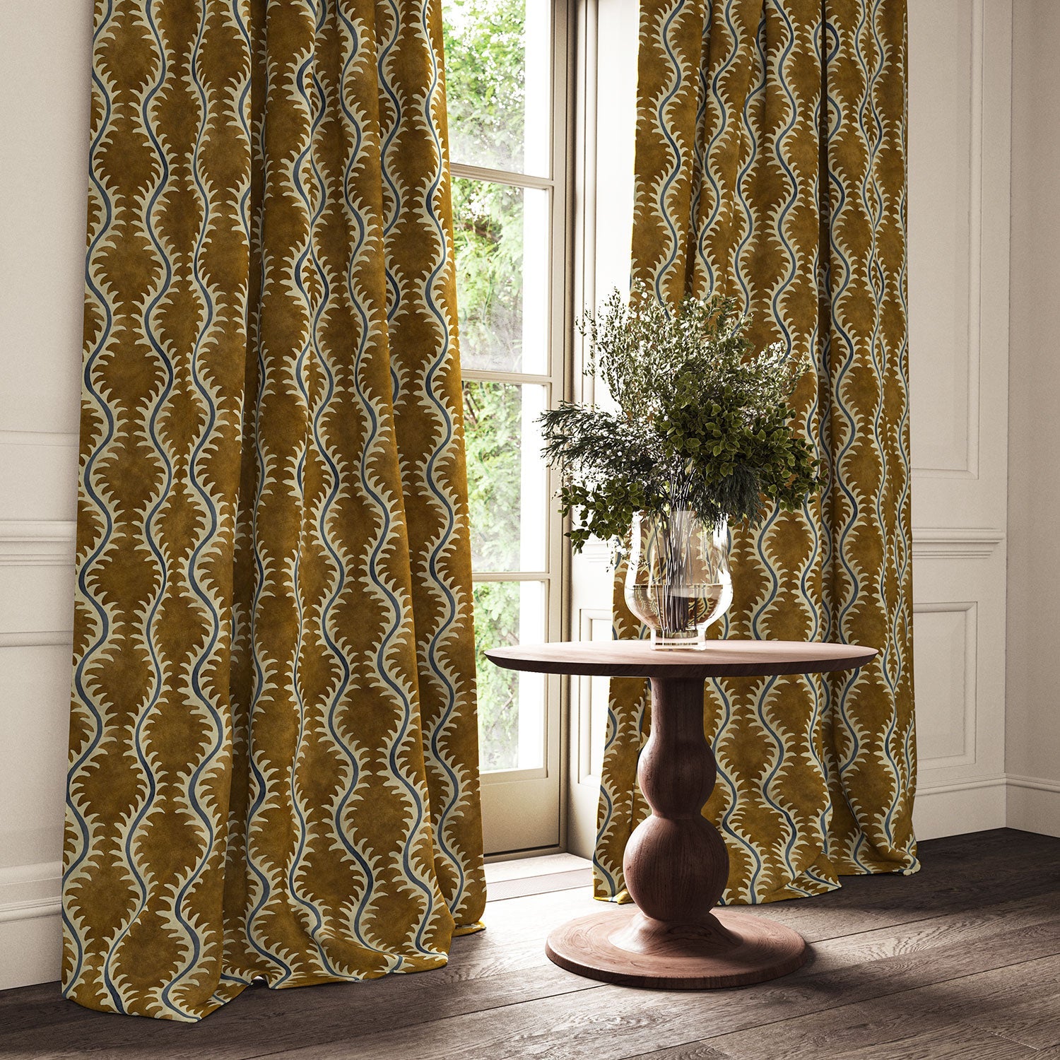 Linwood Helter Skelter Turmeric Velvet FR Made to Measure Curtains