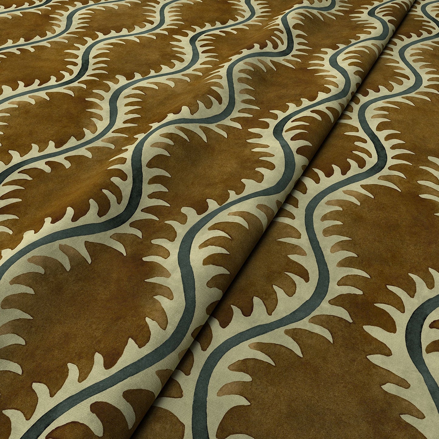 Linwood Helter Skelter Umber Velvet FR Made to Measure Curtains