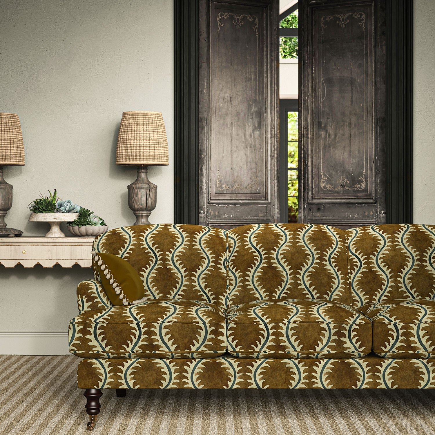Linwood Helter Skelter Umber Velvet FR Made to Measure Curtains