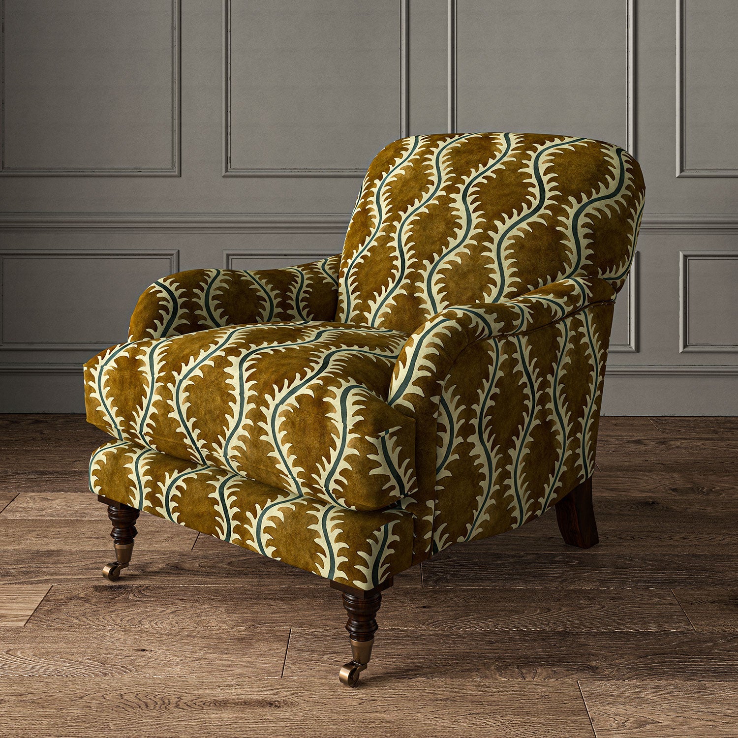 Linwood Helter Skelter Umber Velvet FR Made to Measure Curtains