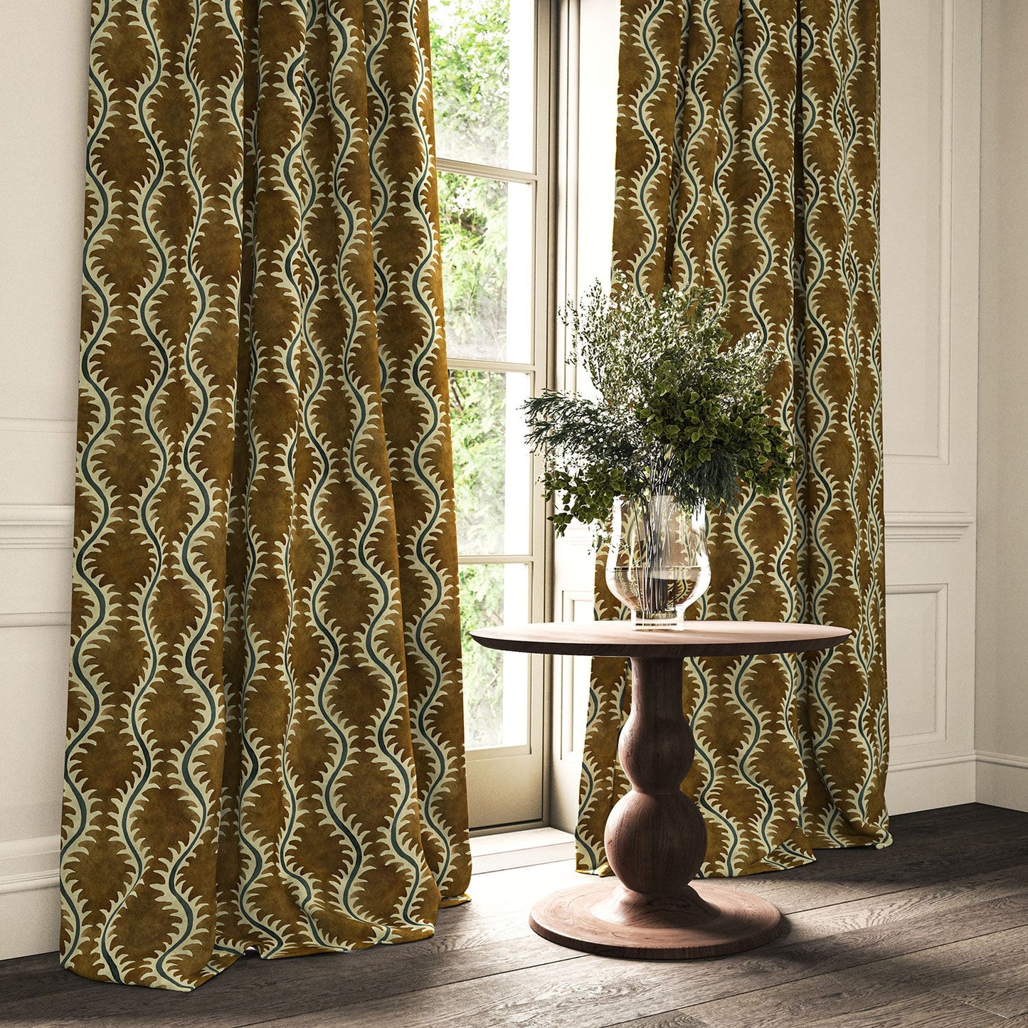 Linwood Helter Skelter Umber Velvet FR Made to Measure Curtains