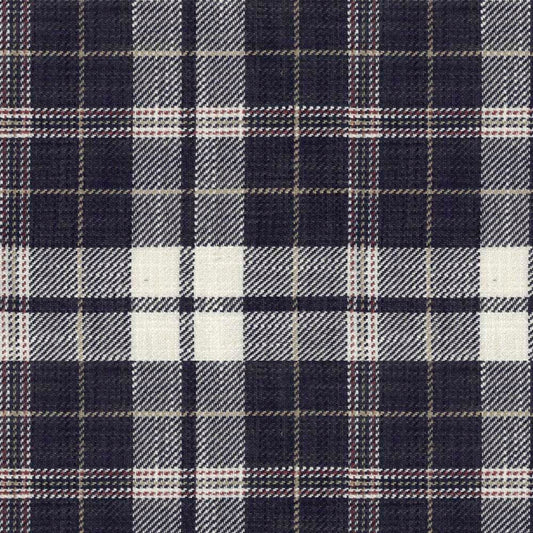 Ian Mankin Ayr Check Dark Navy Made to Measure Curtains