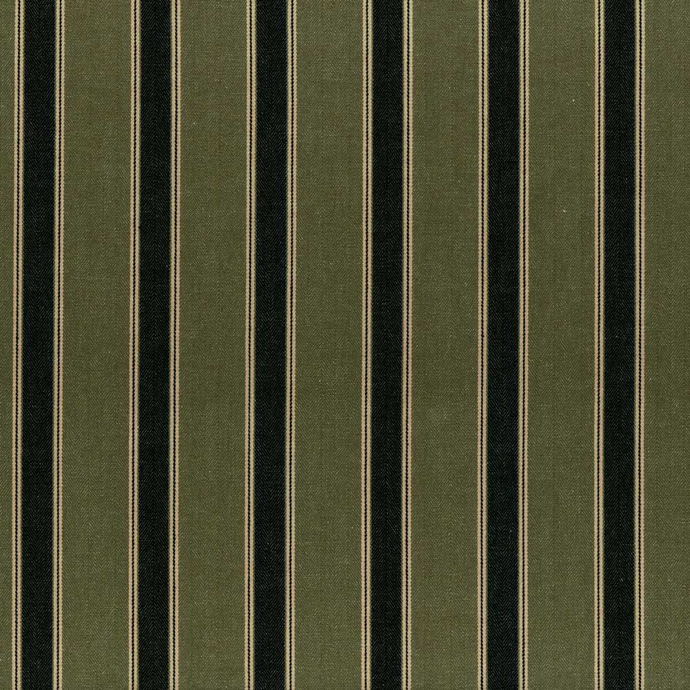Ian Mankin Silhouette Stripe Khaki/Black Made to Measure Curtains