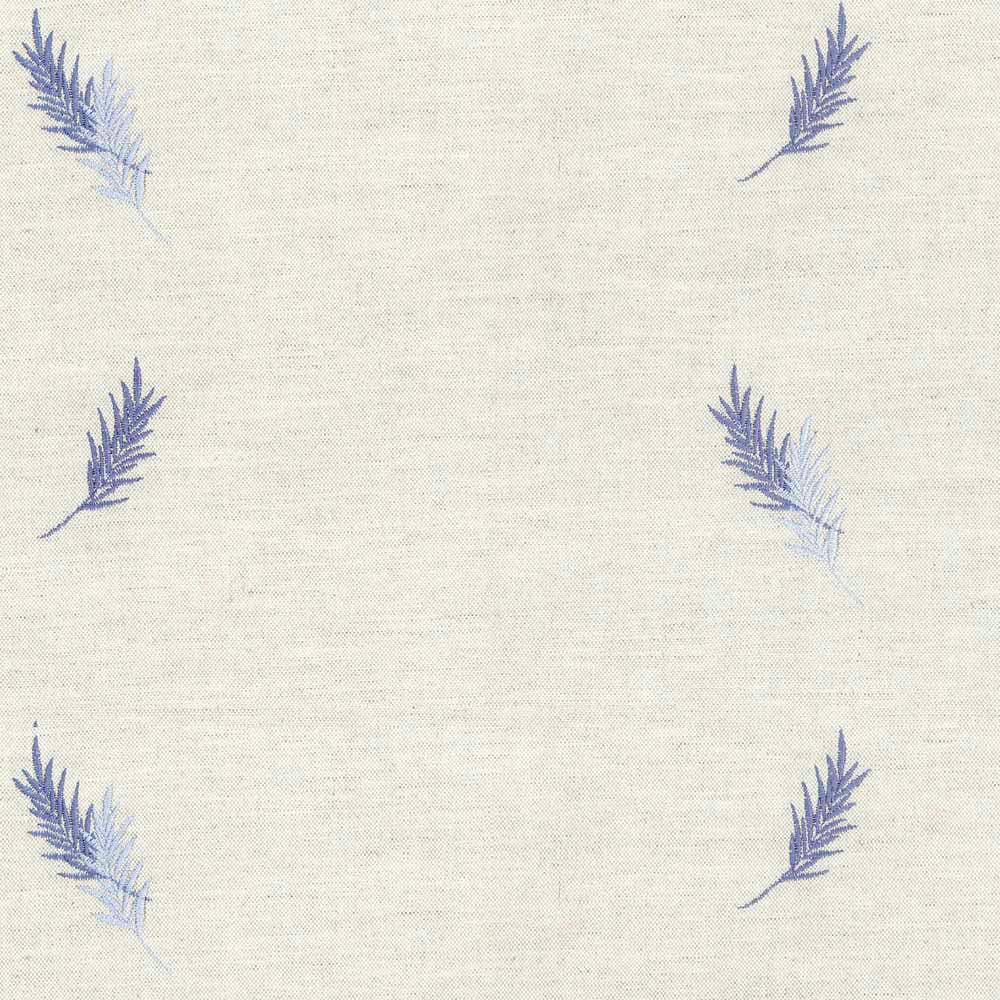 Ian Mankin Embroidered Union Fern Blue Made to Measure Curtains