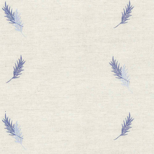 Ian Mankin Embroidered Union Fern Blue Made to Measure Curtains