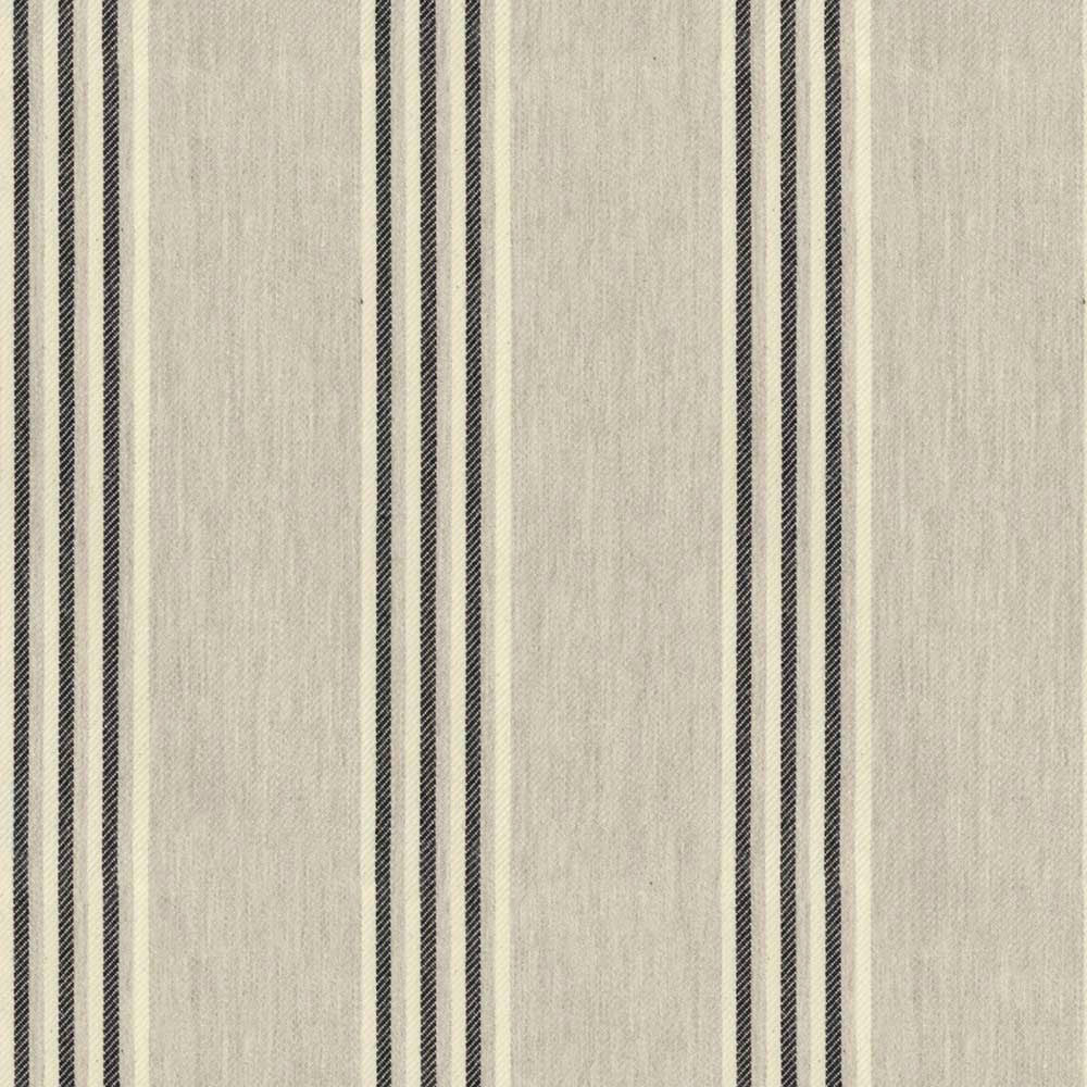 Ian Mankin Henley Stripe Putty/Black Made to Measure Curtains