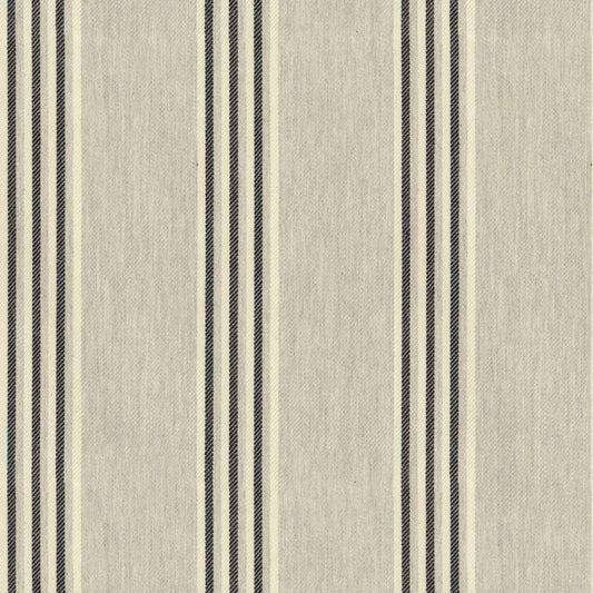 Ian Mankin Henley Stripe Putty/Black Made to Measure Curtains
