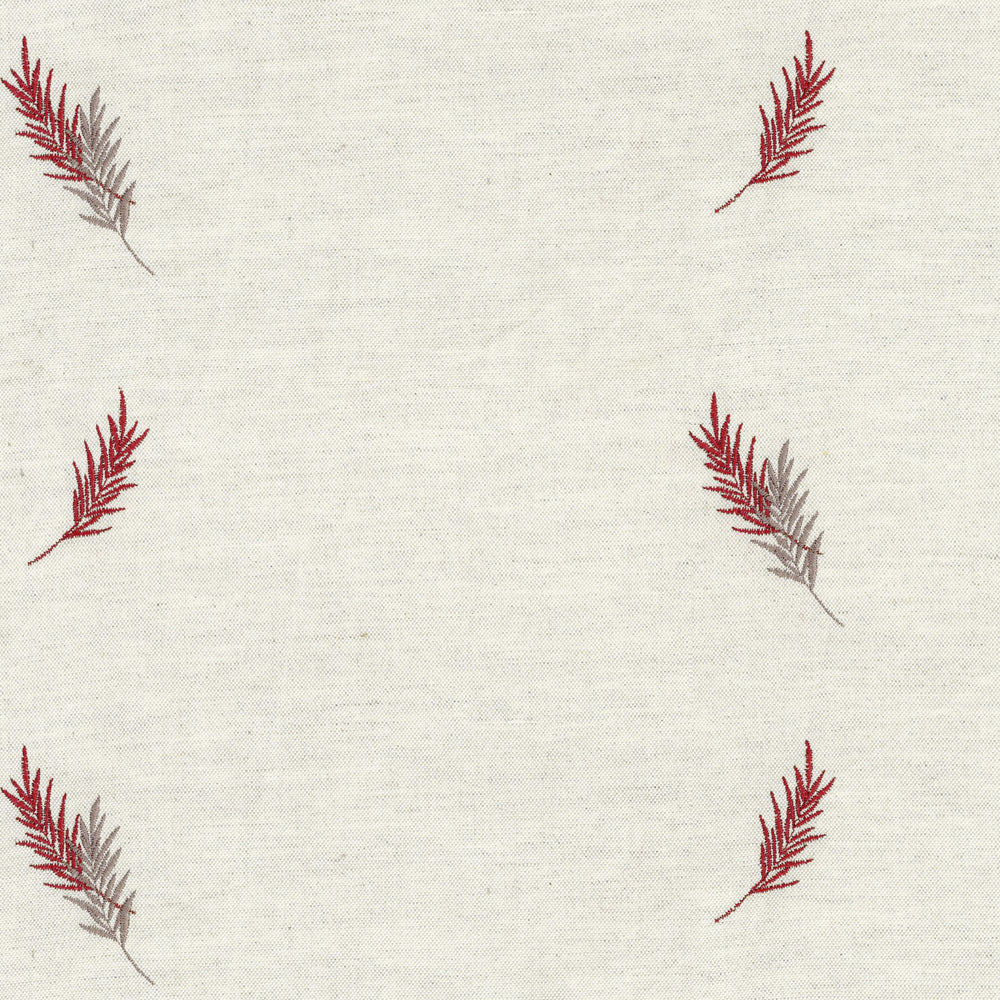 Ian Mankin Embroidered Union Fern Red Made to Measure Curtains