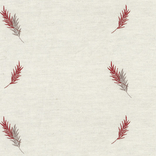 Ian Mankin Embroidered Union Fern Red Made to Measure Curtains