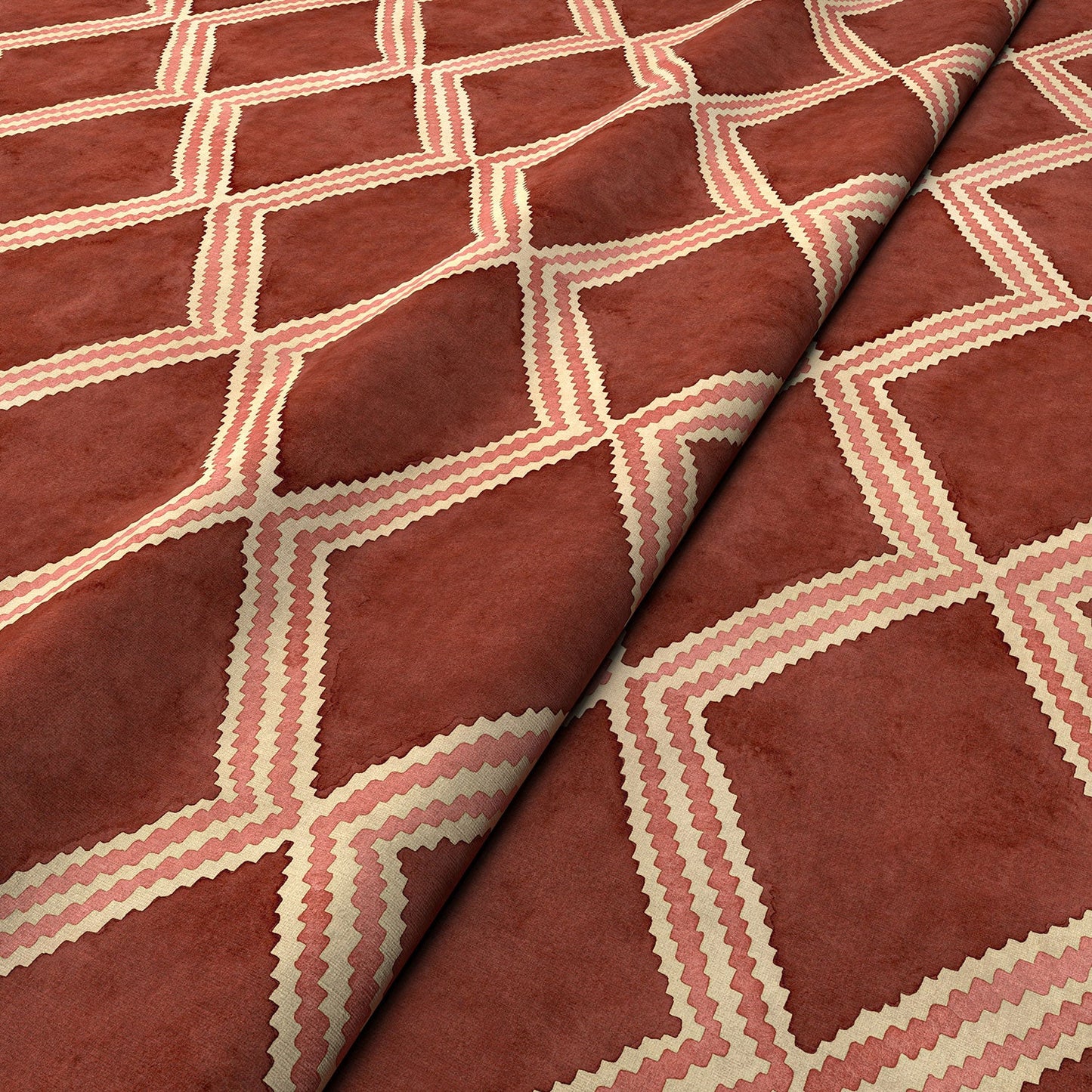 Linwood Inca Blush Red FR Made to Measure Curtains