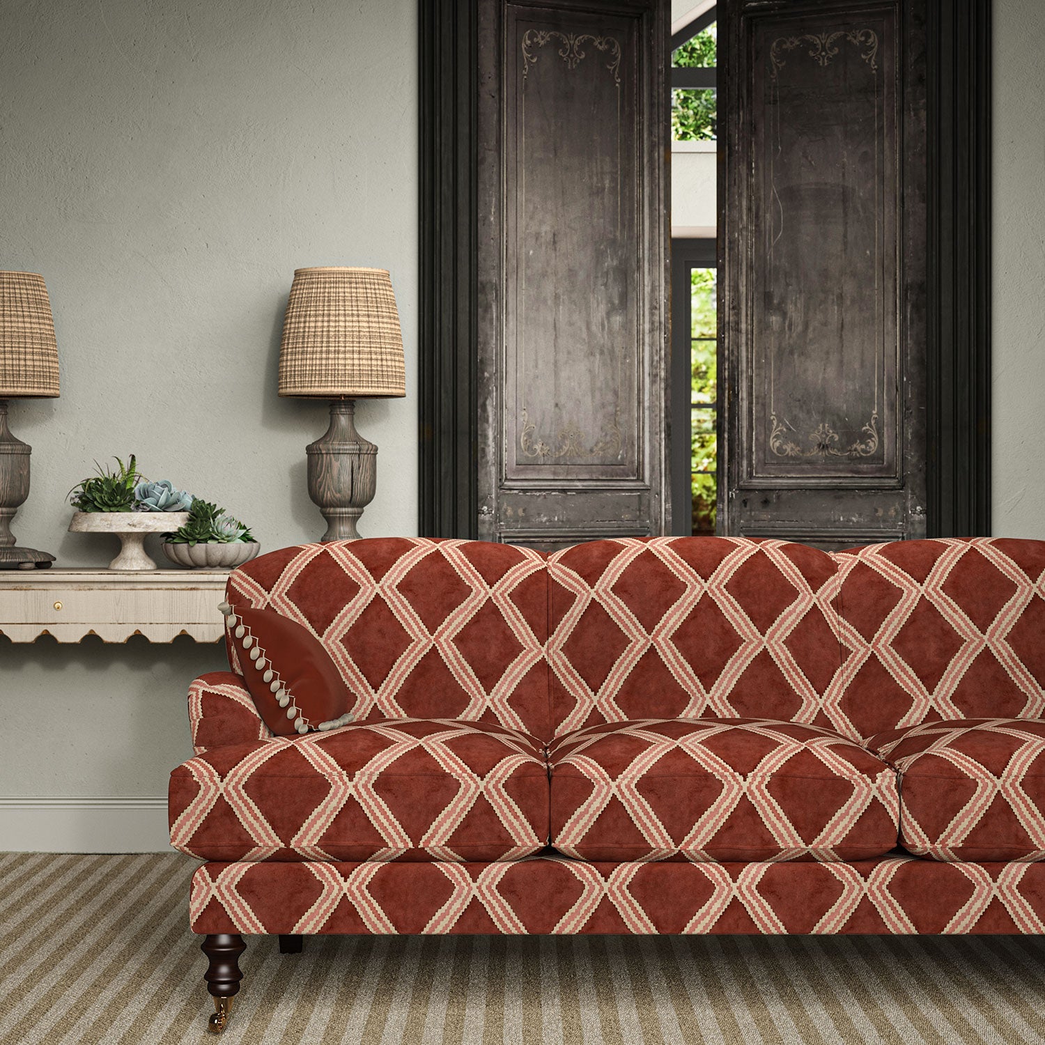 Linwood Inca Blush Red FR Made to Measure Curtains