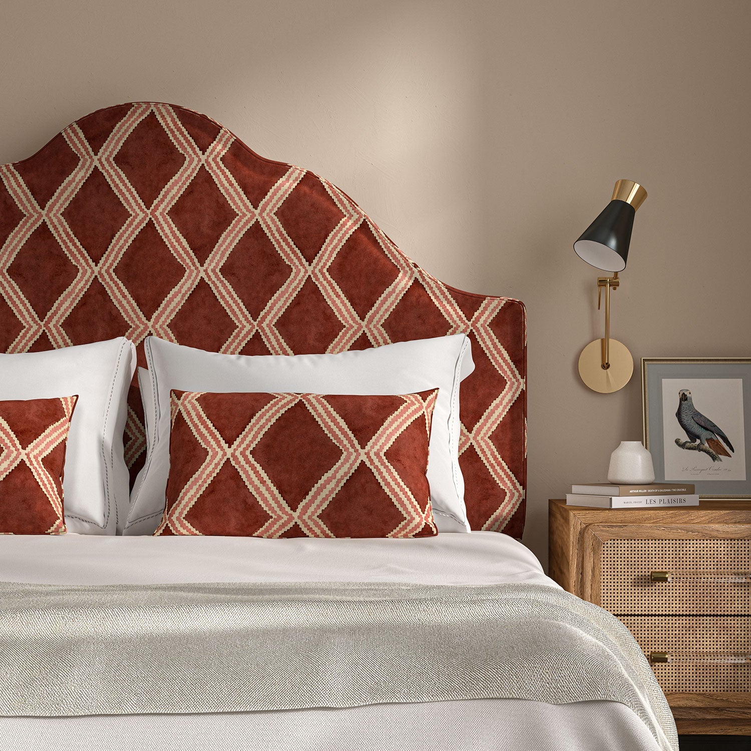 Linwood Inca Blush Red FR Made to Measure Curtains