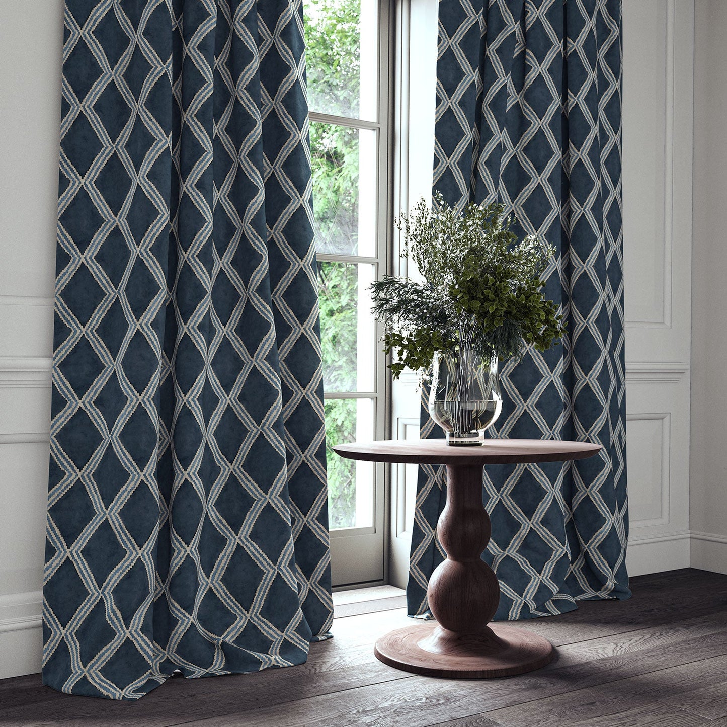 Linwood Inca Indigo FR Made to Measure Curtains