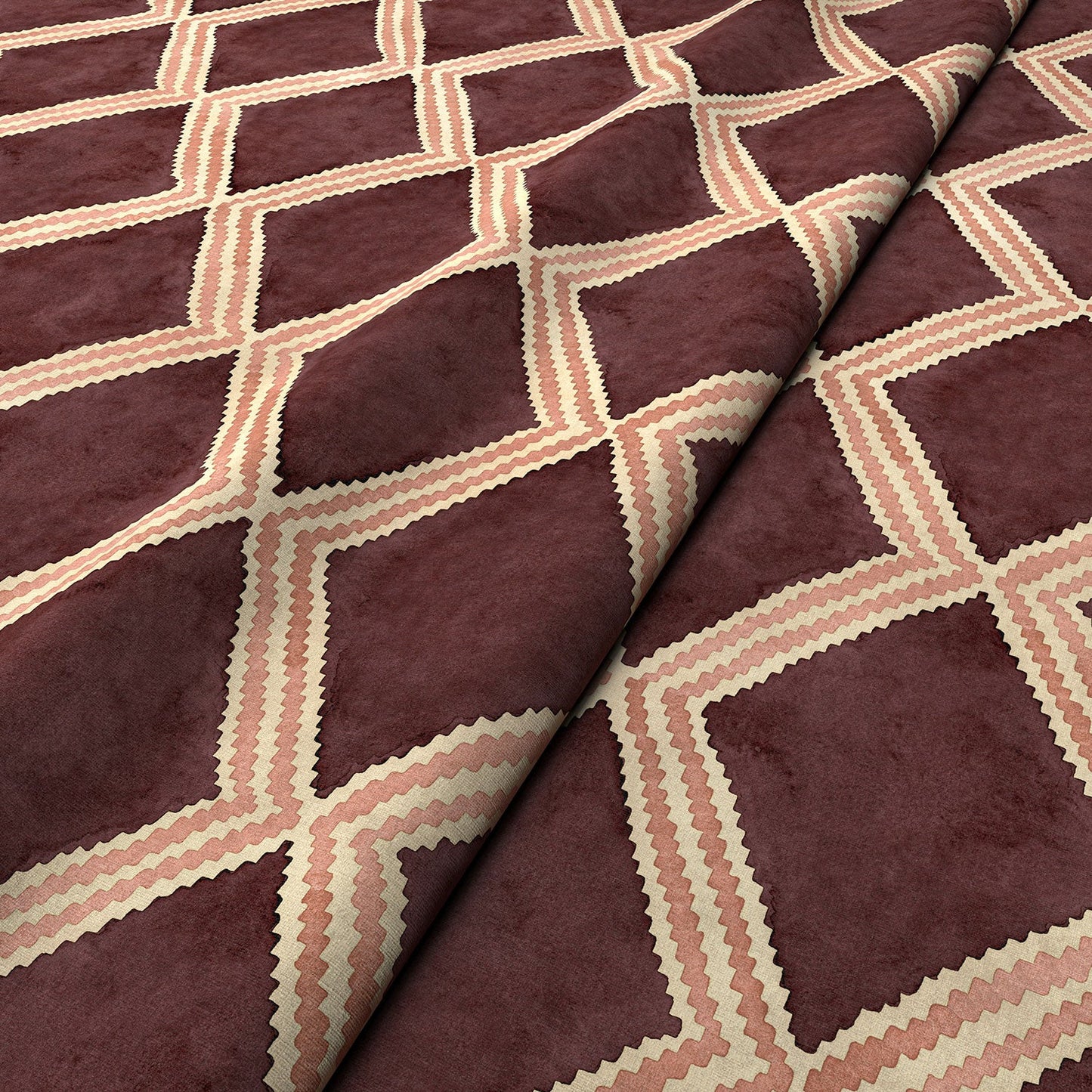 Linwood Inca Sunset Maroon FR Made to Measure Curtains