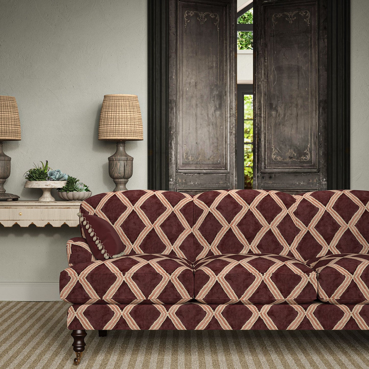 Linwood Inca Sunset Maroon FR Made to Measure Curtains