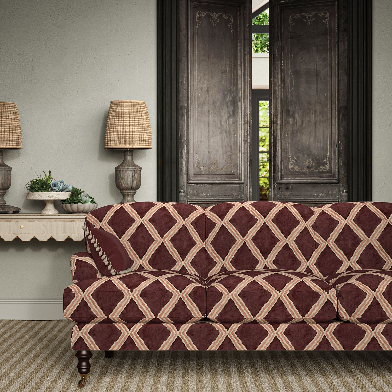 Linwood Inca Sunset Maroon FR Made to Measure Curtains