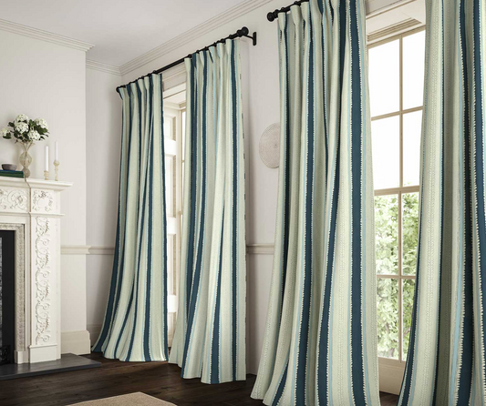 Indigo Dimity Linwood curtains cooshy
