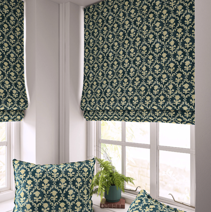 Indigo - Hinako, Maru Collection by Linwood - Roman Blinds