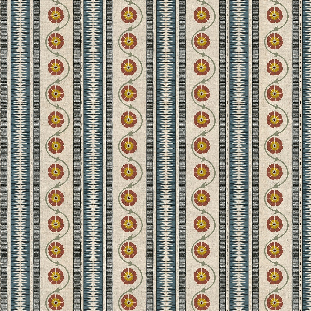 Chess Indira Stripe Denim/ Cinnamon Made to Measure Curtains