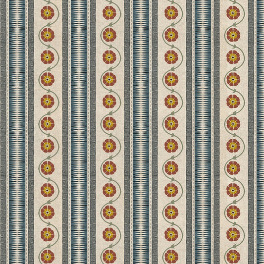 Chess Indira Stripe Denim/ Cinnamon Made to Measure Curtains