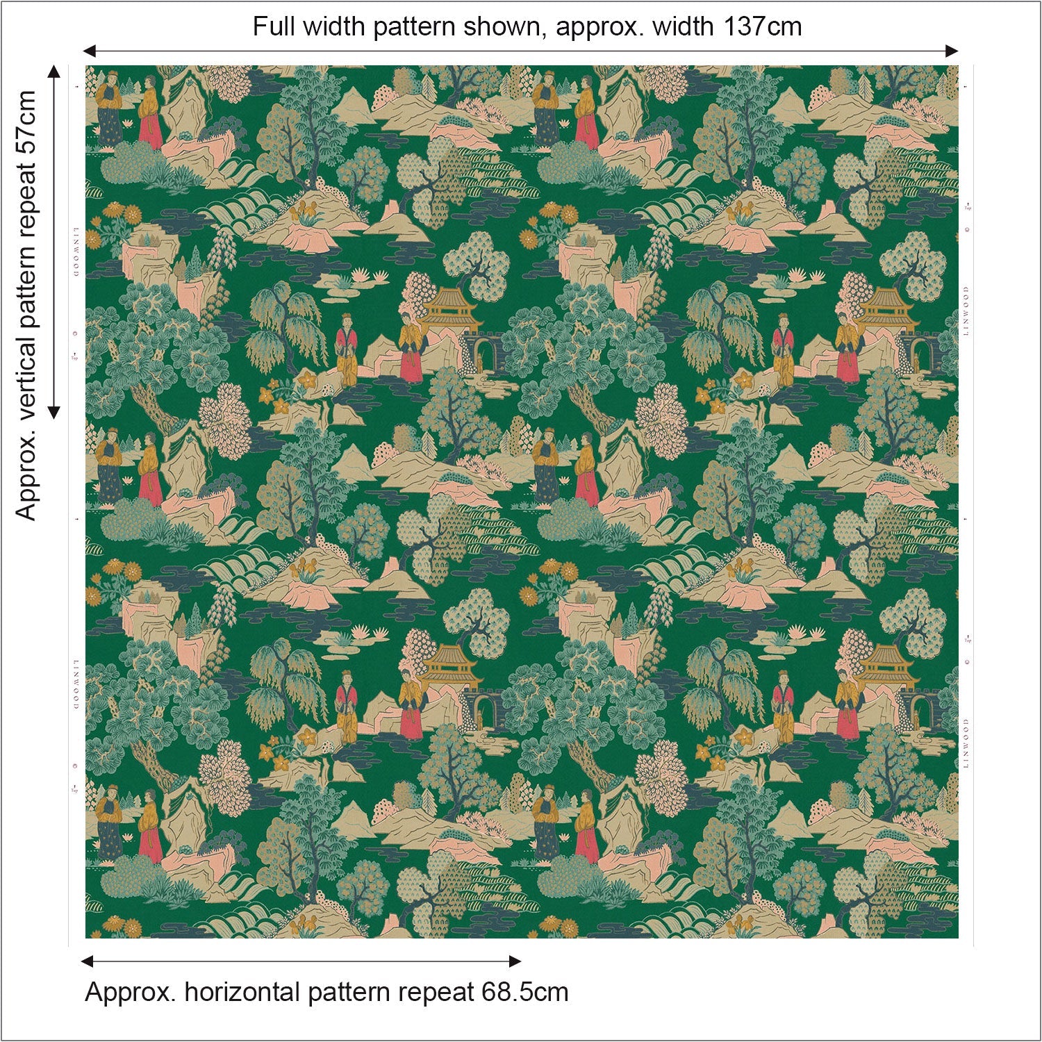 Linwood Japanese Garden Jade FR Made to Measure Curtains