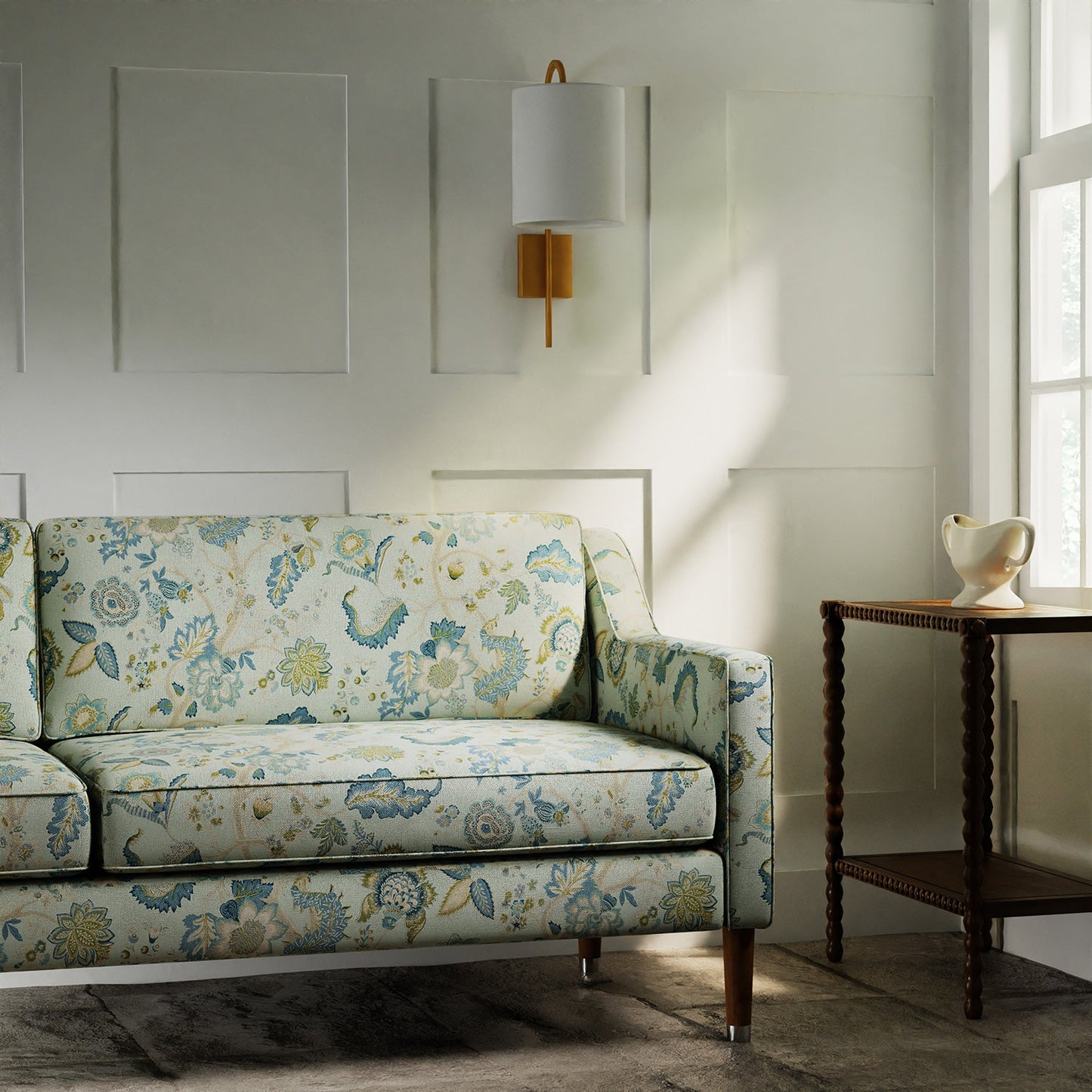 Linwood Kitty Aqua Leaf Made to Measure Curtains