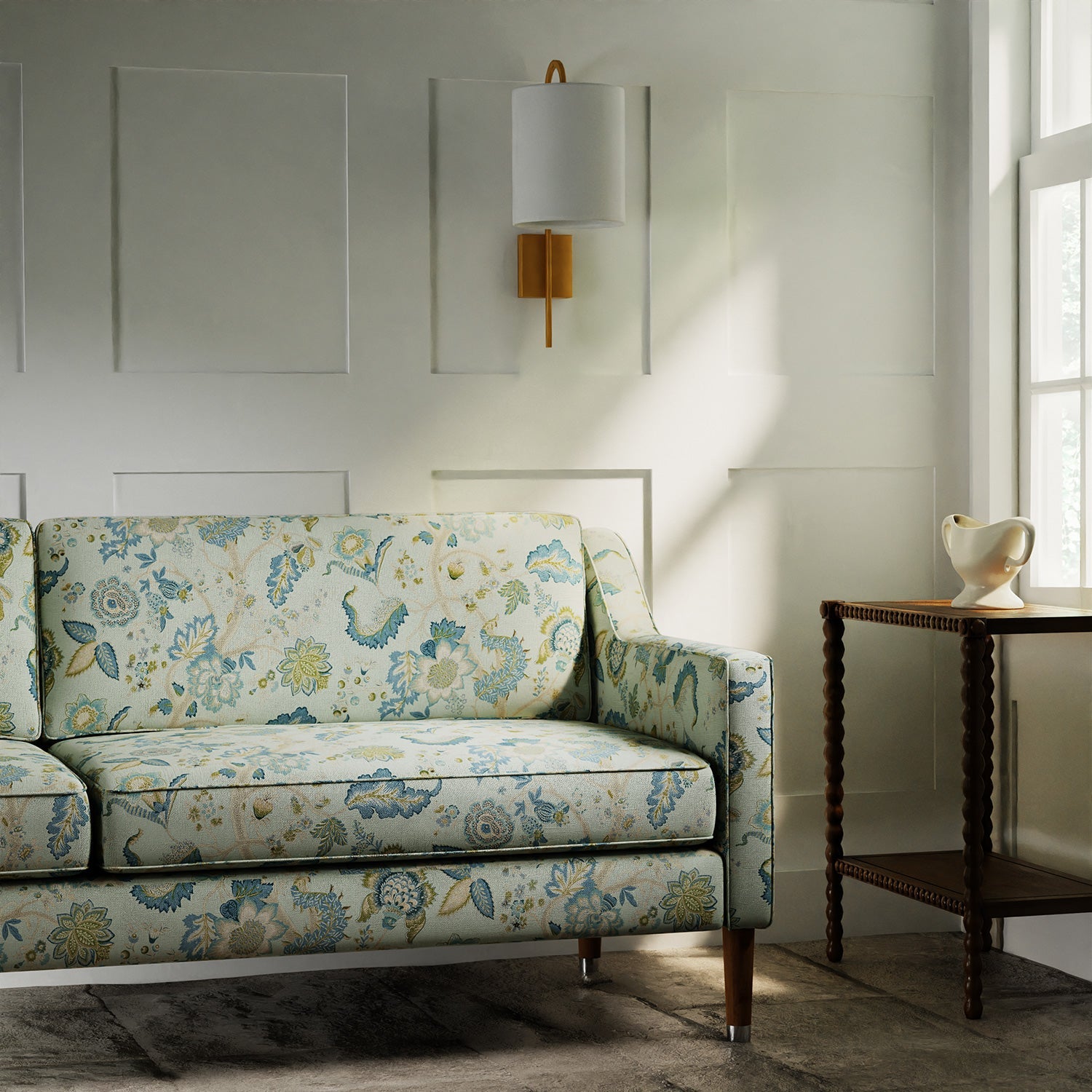 Linwood Kitty Aqua Leaf Made to Measure Curtains