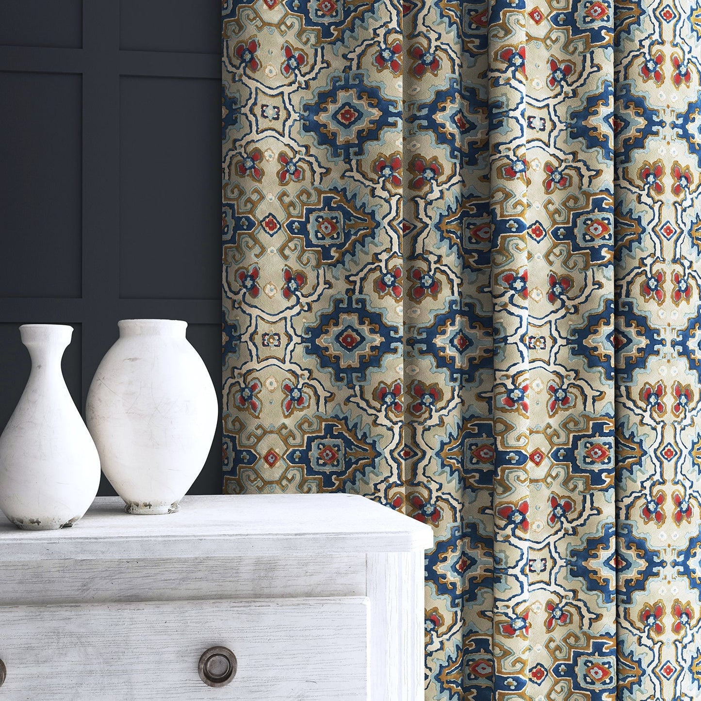 Linwood Kami Bluestone FR Made to Measure Curtains