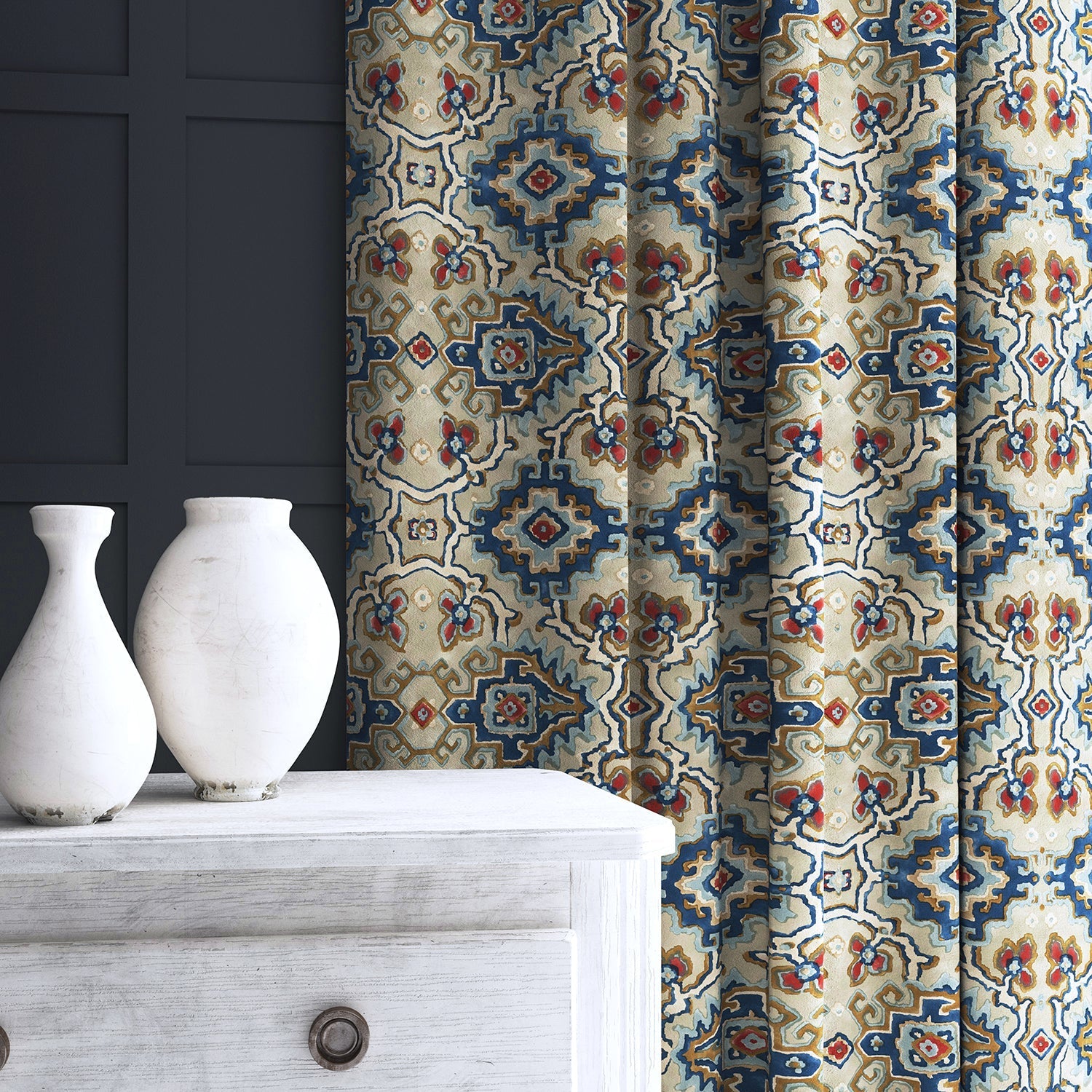 Linwood Kami Bluestone FR Made to Measure Curtains