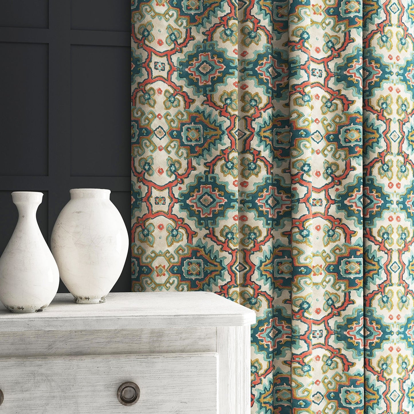 Linwood Kami Teal FR Made to Measure Curtains