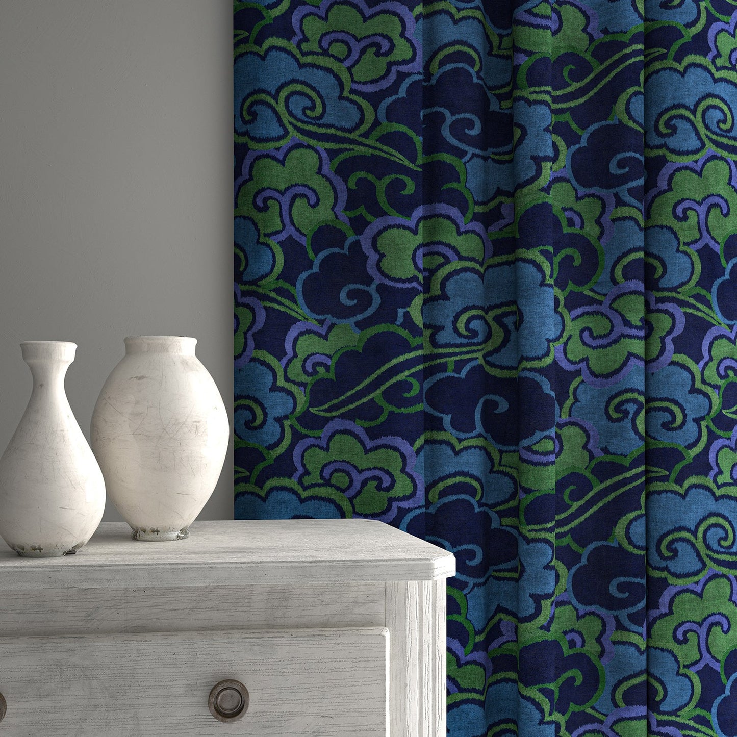 Linwood Kimono Dreams Moss Made to Measure Curtains