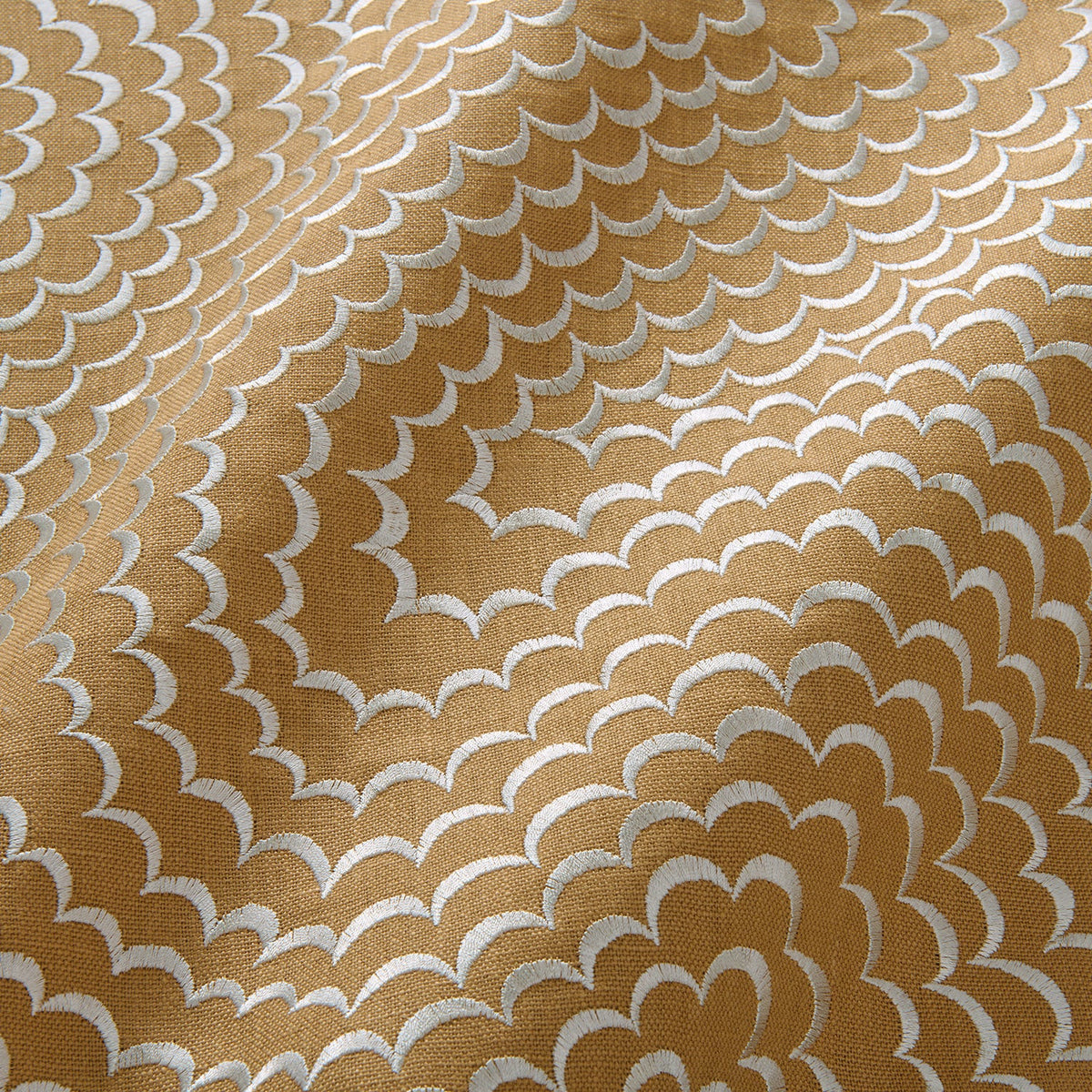 Linwood Nimbus Embroidery Caramel Made to Measure Roman Blinds