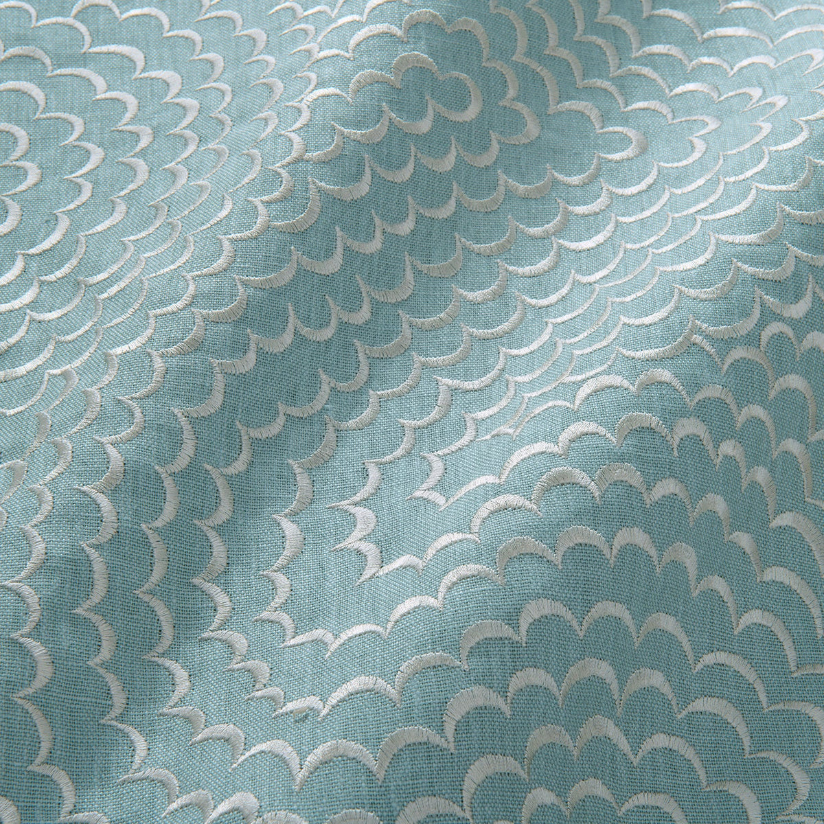 Linwood Nimbus Embroidery Dusty Blue Made to Measure Roman Blinds