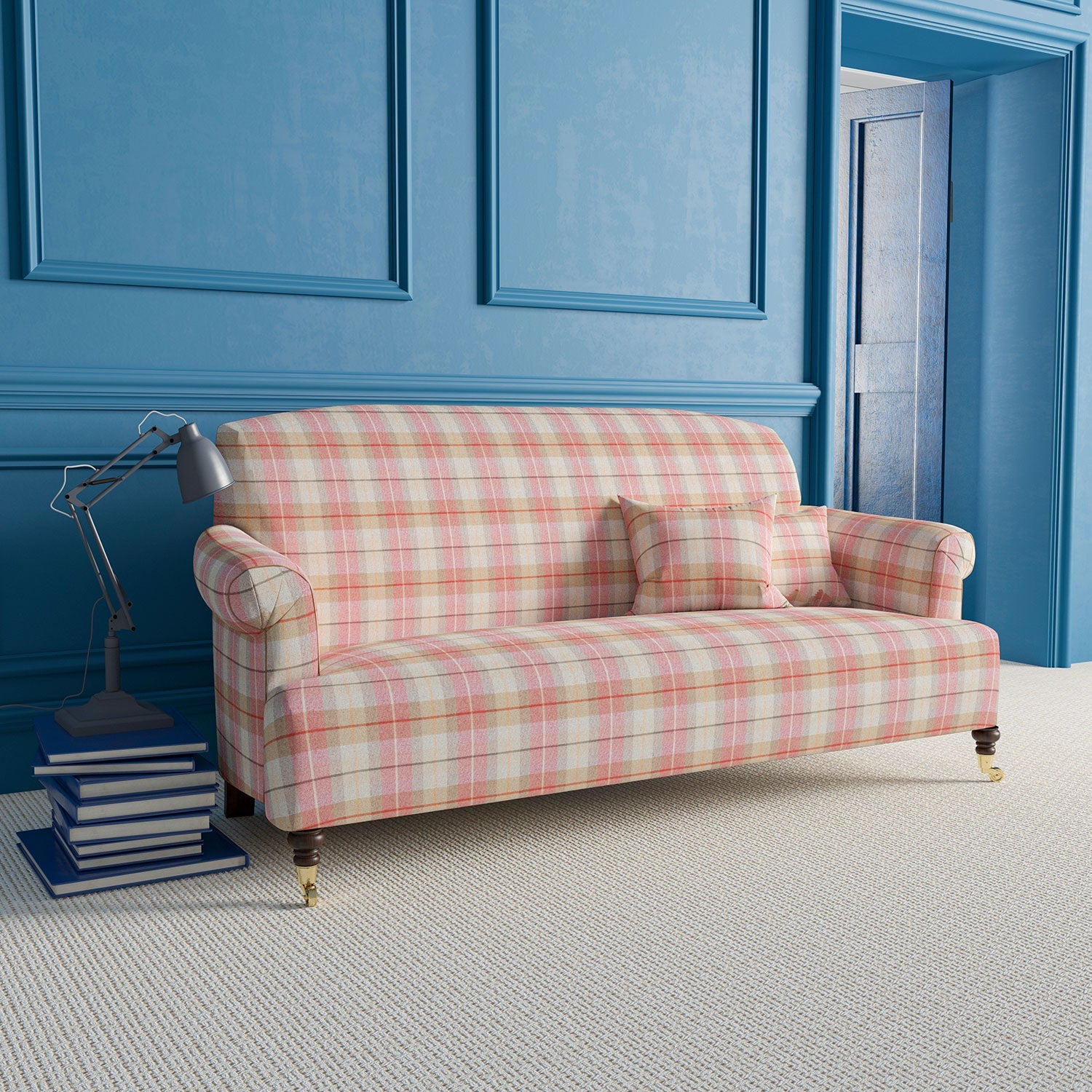 Linwood Brunswick Check Salmon Check FR Made to Measure Curtains