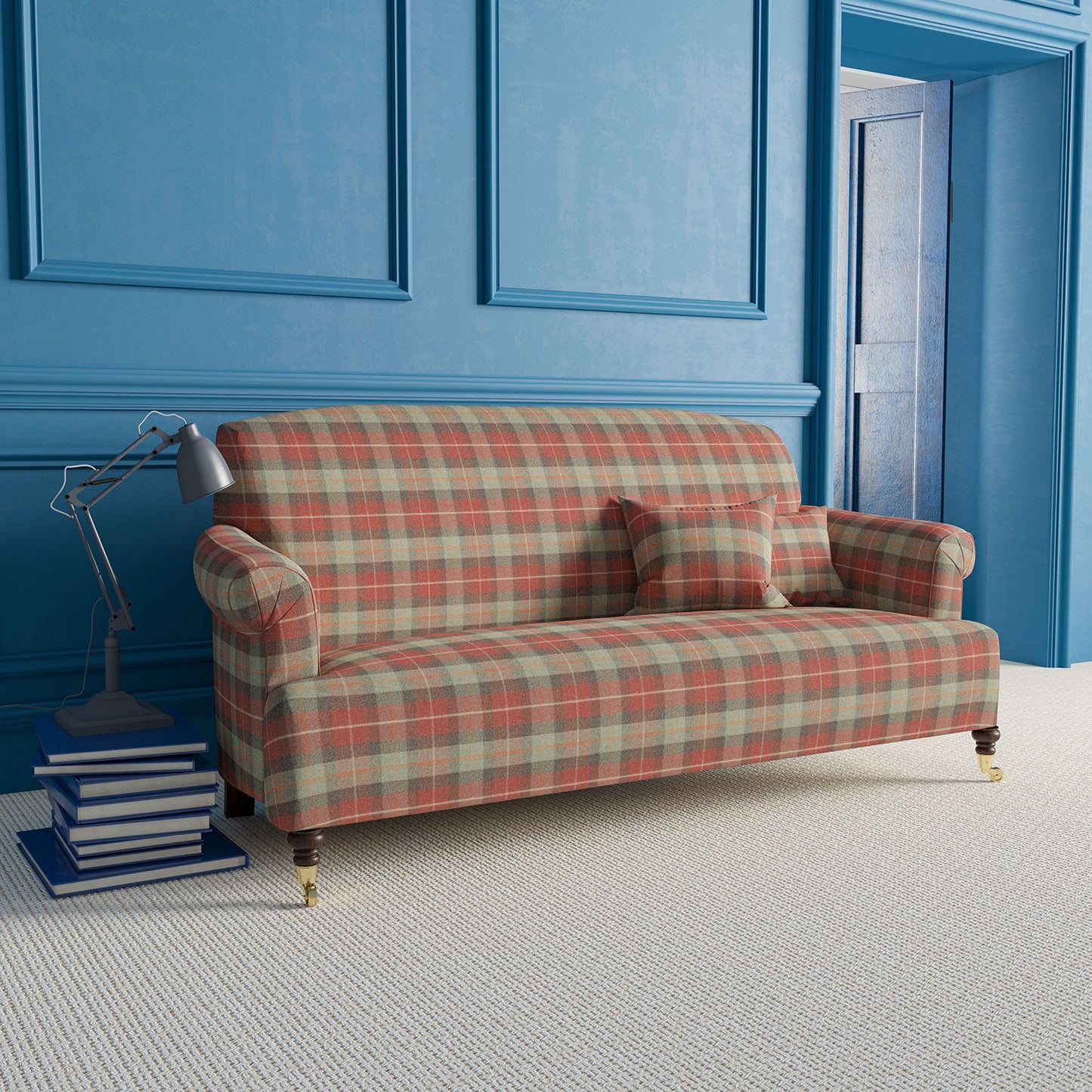 Linwood Brunswick Check Maple Check FR Made to Measure Curtains
